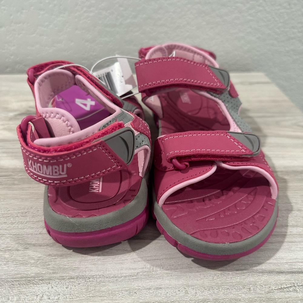 Khombu Pink Lilly Open Toe Sandals Youth Size 4 Hook & Loop Sport Sandals - NEW